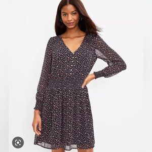 LOFT Dress with Navy Ladybug Print